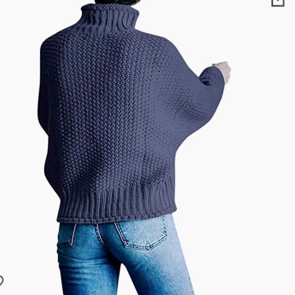 Blue TURTLE COWL NECK SWEATER MEDIUM* - Picture 3 of 5